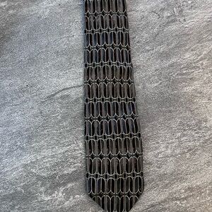 Pavia Black and Silver Geometric Men's Tie Silk
